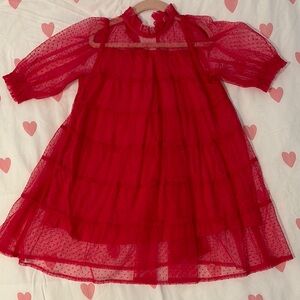 NEXT Kids Dark Pink Swiss Dot Party Dress